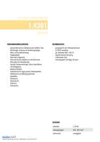 Werkstoff 1.4301/X5CrNi18-10/V2A Stahl Datenblatt