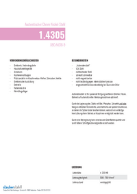 Werkstoff 1.4305/X8CrNiS18-9/V2A Stahl/Edelstahl Datenblatt