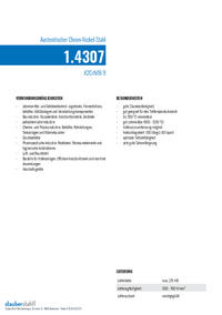 Werkstoff 1.4307/X2CrNi18-9/Edelstahl/V2A Stahl Datenblatt